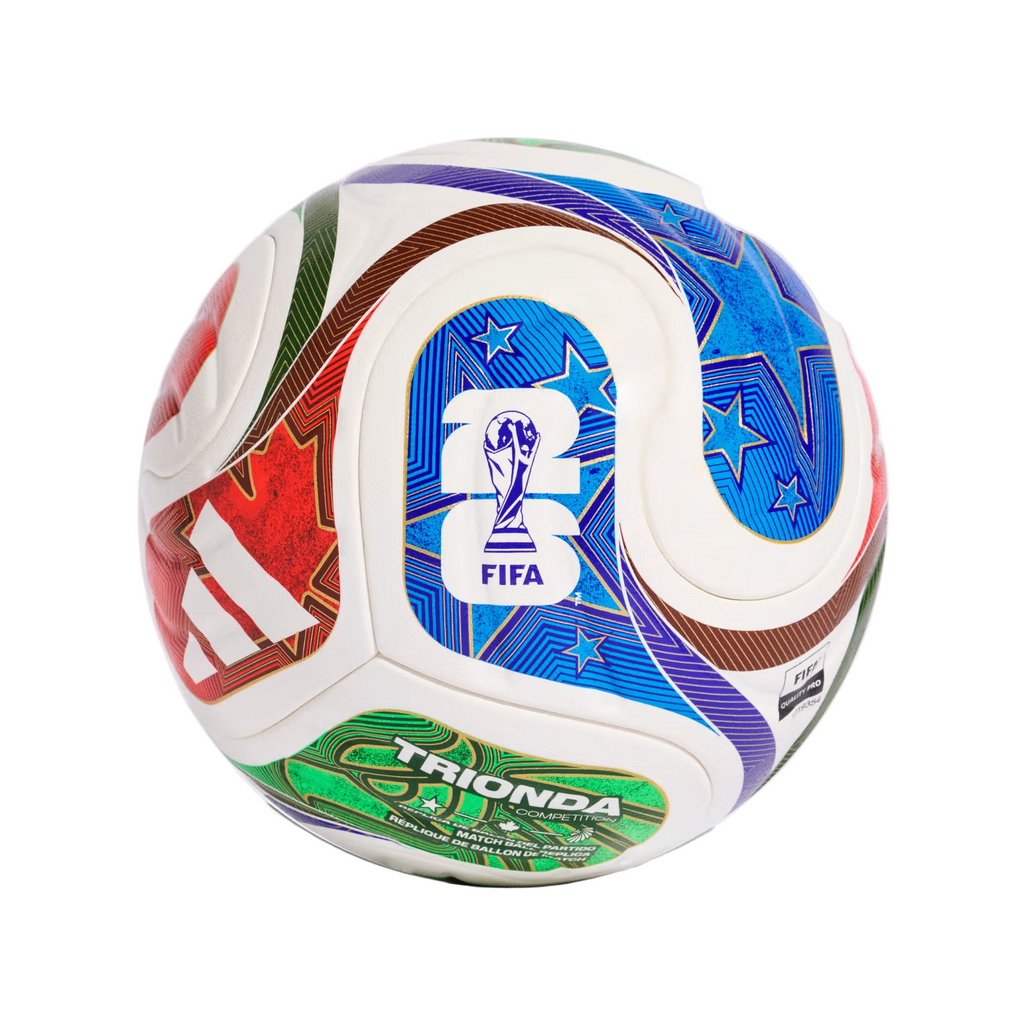 Colorful soccer ball with FIFA logo on a white background
